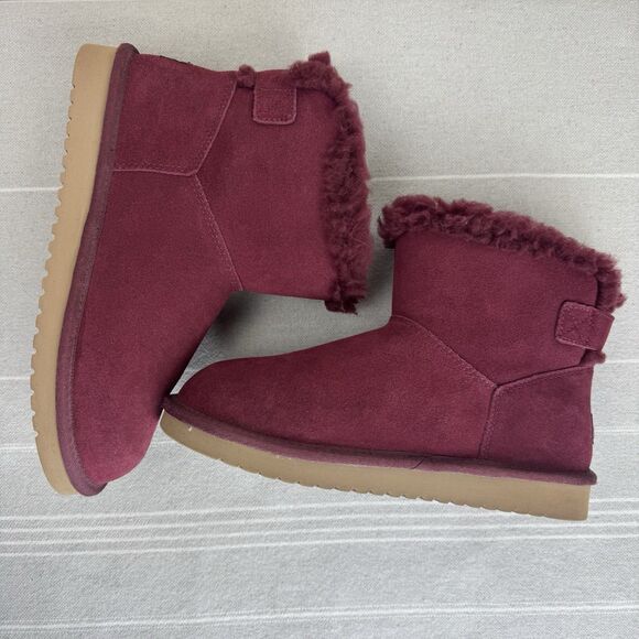 Kookaburra Ugg Jordina Mini Suede Sherpa Ankle Boots Booties Zinfandel Wine 8 - Picture 11 of 13